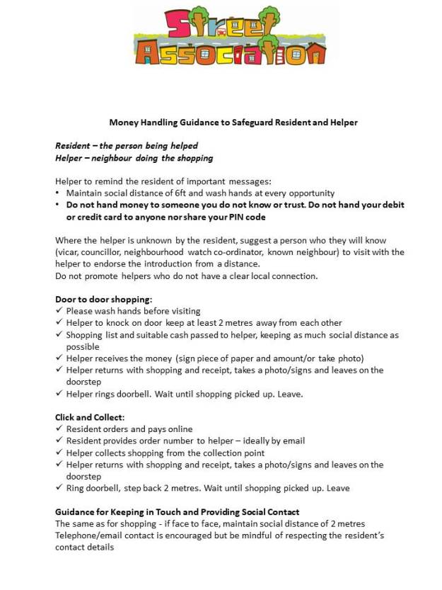 Money handling guidanc SA March 2020